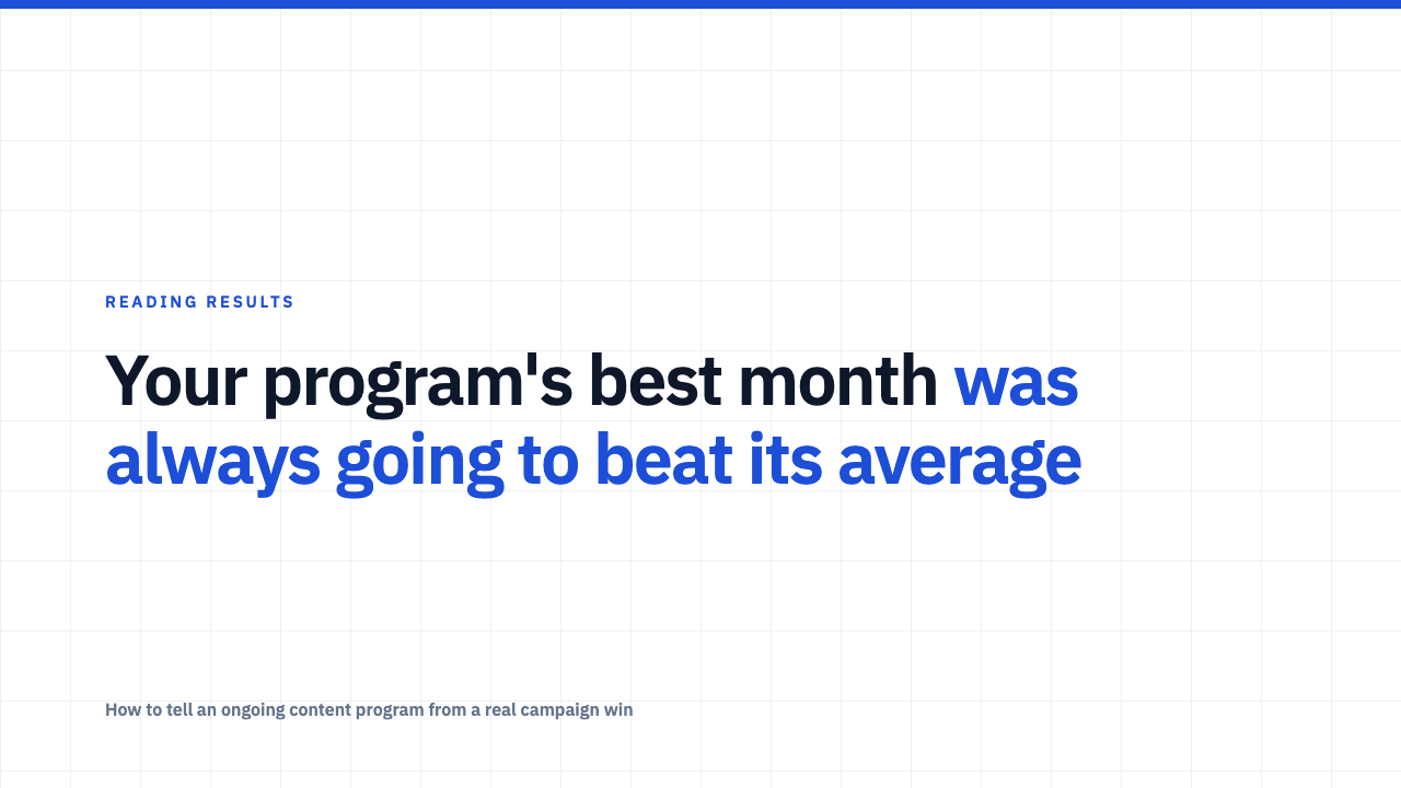 An Always-On Program's Best Month Is Not a Campaign Win